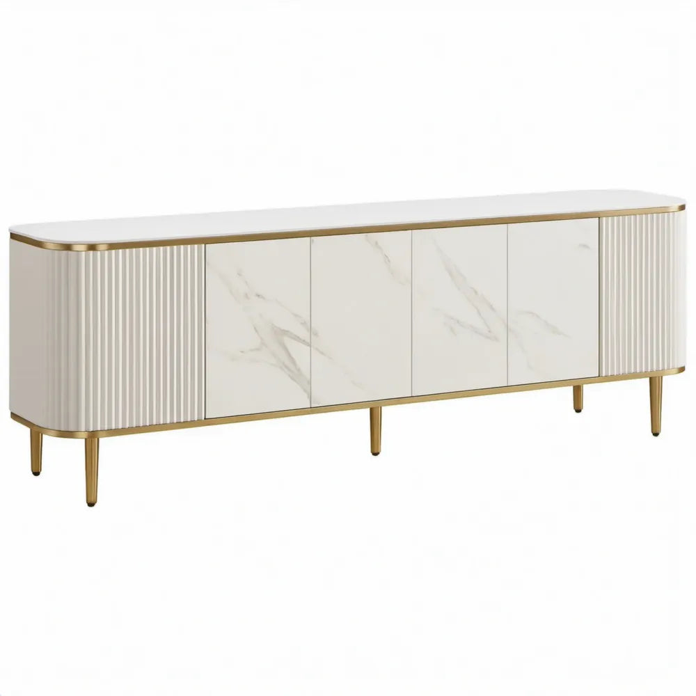 Tv-meubel met 4 deuren, wit en goud, 200 x 40 x 55 cm