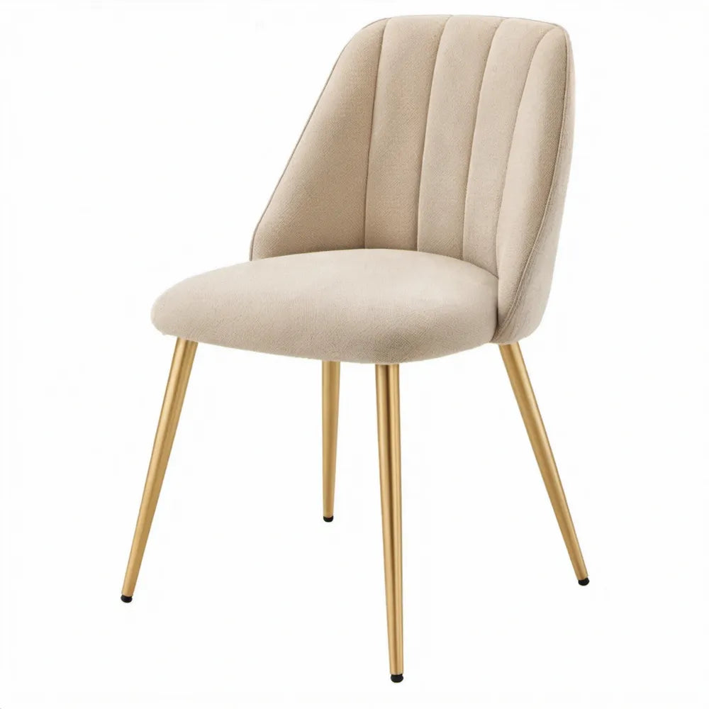 Eetkamerstoel beige met goudkleurige stalen poten, 50 x 58 x 85 cm