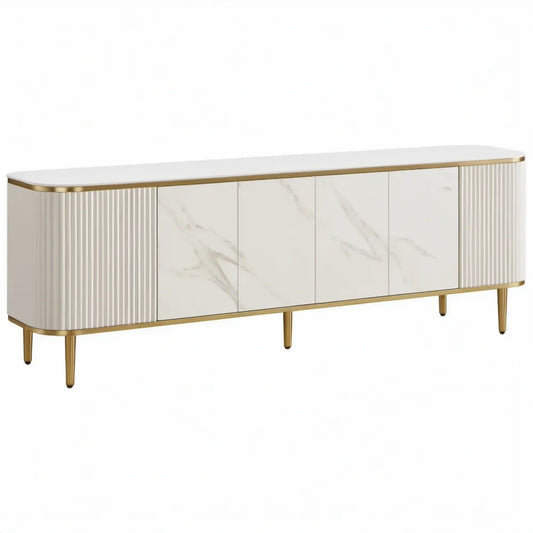 Tv-meubel met 4 deuren, wit en goud, 200 x 40 x 55 cm