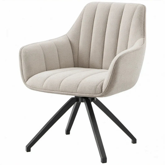 Draaibare eetkamerstoel met armleuningen, 60 x 64 x 87 cm, beige/zwart