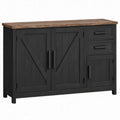 Dressoir met 3 deuren en 2 lades, zwart/bruin, 120 x 40 x 80 cm