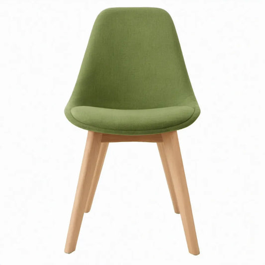 Groene eetkamerstoel met polyester bekleding en massief beukenhouten poten, 82 x 49 x 54 cm