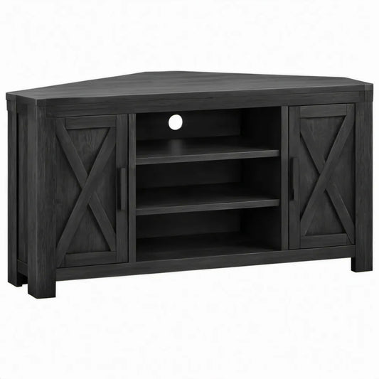 TV-meubel 147 x 40 x 76 cm met 2 schuifdeuren, 3 open vakken en kabeldoorvoer - Zwart