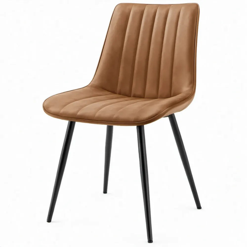 Eetkamerstoel met hoge rugleuning 45 x 55 x 85 cm Cognac/Zwart